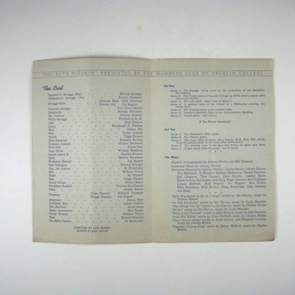 Oberlin College Souvenir Program Phi Beta Pigskin Mummers Club 1941 - Picture 2 of 4